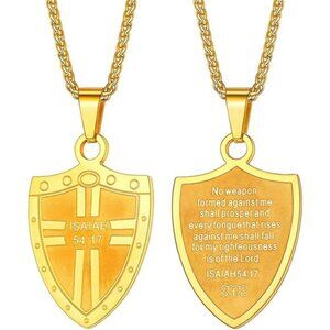 Bible Verse Necklace for Men, Armor of God Necklace, Dog Tags Pendant Trendy